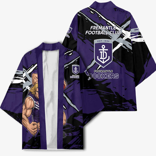 Fremantle Football Club Kimono Dockers Muscular Mascot Graphic - Abstract Paint Splatter Art