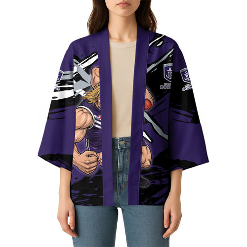 Fremantle Football Club Kimono Dockers Muscular Mascot Graphic - Abstract Paint Splatter Art