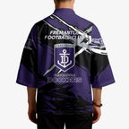 Fremantle Football Club Kimono Dockers Muscular Mascot Graphic - Abstract Paint Splatter Art