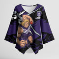 Fremantle Football Club Kimono Sleeve Blouse Dockers Muscular Mascot Graphic - Abstract Paint Splatter Art