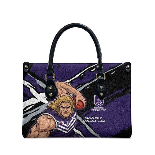 Fremantle Football Club Leather Bag Dockers Muscular Mascot Graphic - Abstract Paint Splatter Art