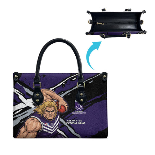 Fremantle Football Club Leather Bag Dockers Muscular Mascot Graphic - Abstract Paint Splatter Art