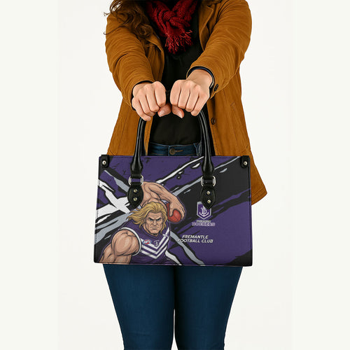 Fremantle Football Club Leather Bag Dockers Muscular Mascot Graphic - Abstract Paint Splatter Art