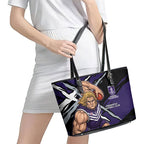 Fremantle Football Club Leather Tote Bag Dockers Muscular Mascot Graphic - Abstract Paint Splatter Art