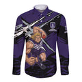Fremantle Football Club Long Sleeve Button Shirt Dockers Muscular Mascot Graphic - Abstract Paint Splatter Art
