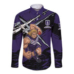 Fremantle Football Club Long Sleeve Button Shirt Dockers Muscular Mascot Graphic - Abstract Paint Splatter Art