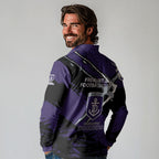 Fremantle Football Club Long Sleeve Polo Shirt Dockers Muscular Mascot Graphic - Abstract Paint Splatter Art