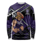 Fremantle Football Club Long Sleeve Shirt Dockers Muscular Mascot Graphic - Abstract Paint Splatter Art
