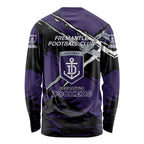 Fremantle Football Club Long Sleeve Shirt Dockers Muscular Mascot Graphic - Abstract Paint Splatter Art