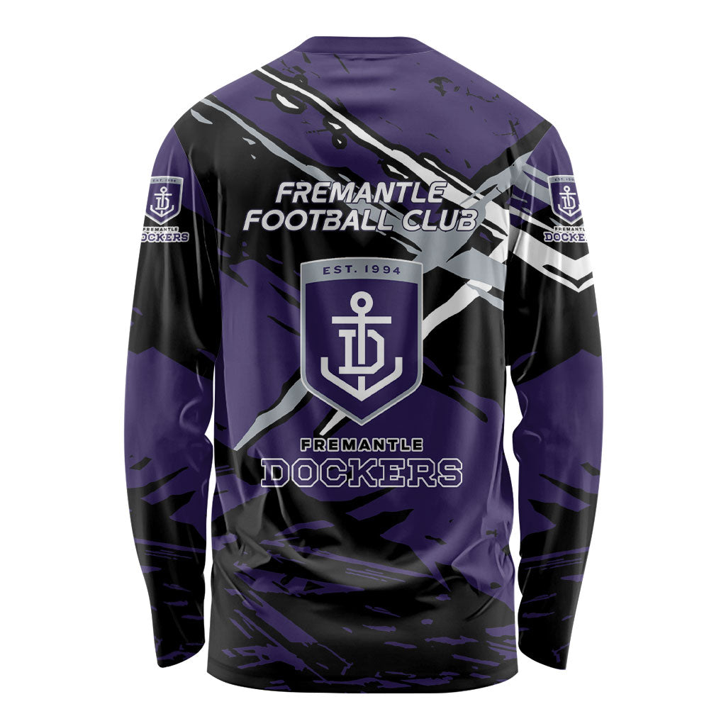 Fremantle Football Club Long Sleeve Shirt Dockers Muscular Mascot Graphic - Abstract Paint Splatter Art