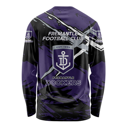 Fremantle Football Club Long Sleeve Shirt Dockers Muscular Mascot Graphic - Abstract Paint Splatter Art