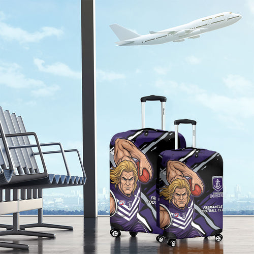 Fremantle Football Club Luggage Cover Dockers Muscular Mascot Graphic - Abstract Paint Splatter Art