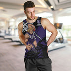 Fremantle Football Club Men Tank Top Dockers Muscular Mascot Graphic - Abstract Paint Splatter Art