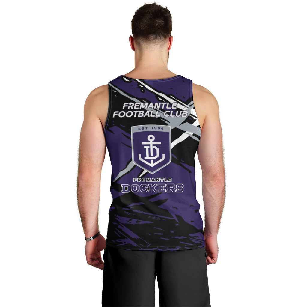 Fremantle Football Club Men Tank Top Dockers Muscular Mascot Graphic - Abstract Paint Splatter Art