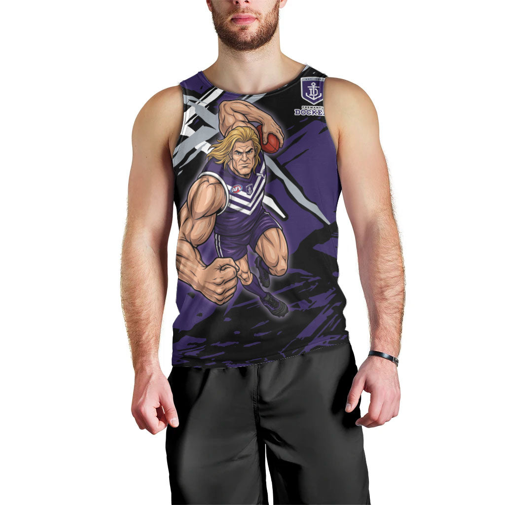 Fremantle Football Club Men Tank Top Dockers Muscular Mascot Graphic - Abstract Paint Splatter Art