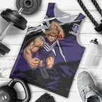 Fremantle Football Club Men Tank Top Dockers Muscular Mascot Graphic - Abstract Paint Splatter Art