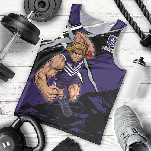 Fremantle Football Club Men Tank Top Dockers Muscular Mascot Graphic - Abstract Paint Splatter Art