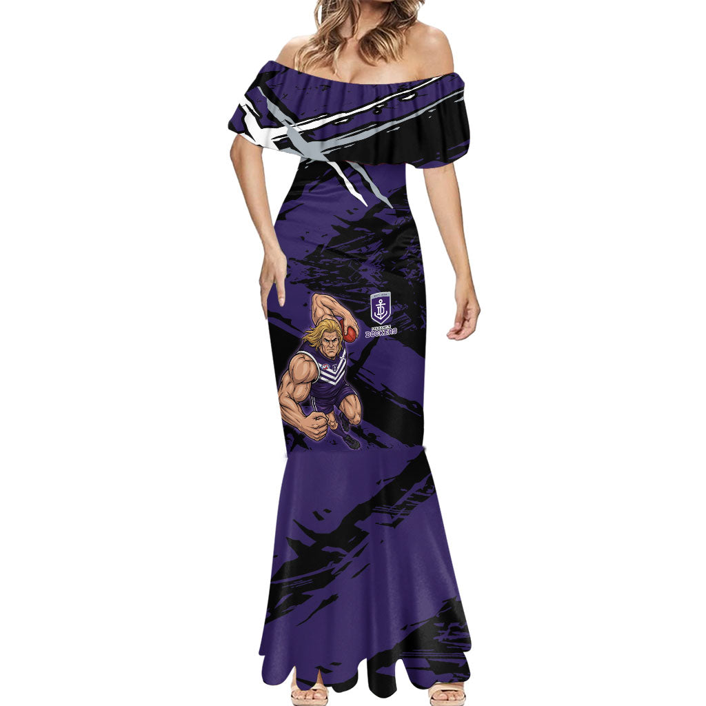 Fremantle Football Club Mermaid Dress Dockers Muscular Mascot Graphic - Abstract Paint Splatter Art