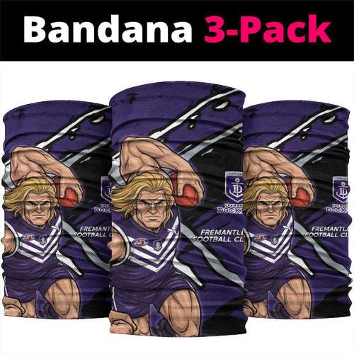Fremantle Football Club Neck Gaiter Dockers Muscular Mascot Graphic - Abstract Paint Splatter Art