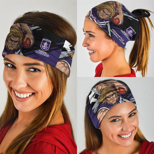 Fremantle Football Club Neck Gaiter Dockers Muscular Mascot Graphic - Abstract Paint Splatter Art