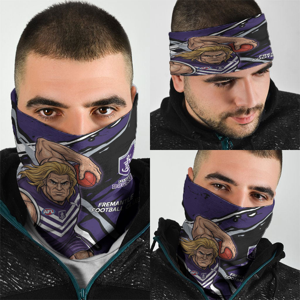Fremantle Football Club Neck Gaiter Dockers Muscular Mascot Graphic - Abstract Paint Splatter Art