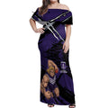 Fremantle Football Club Off Shoulder Maxi Dress Dockers Muscular Mascot Graphic - Abstract Paint Splatter Art