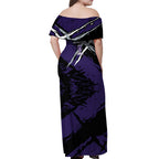Fremantle Football Club Off Shoulder Maxi Dress Dockers Muscular Mascot Graphic - Abstract Paint Splatter Art