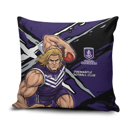 Fremantle Football Club Pillow Cover Dockers Muscular Mascot Graphic - Abstract Paint Splatter Art