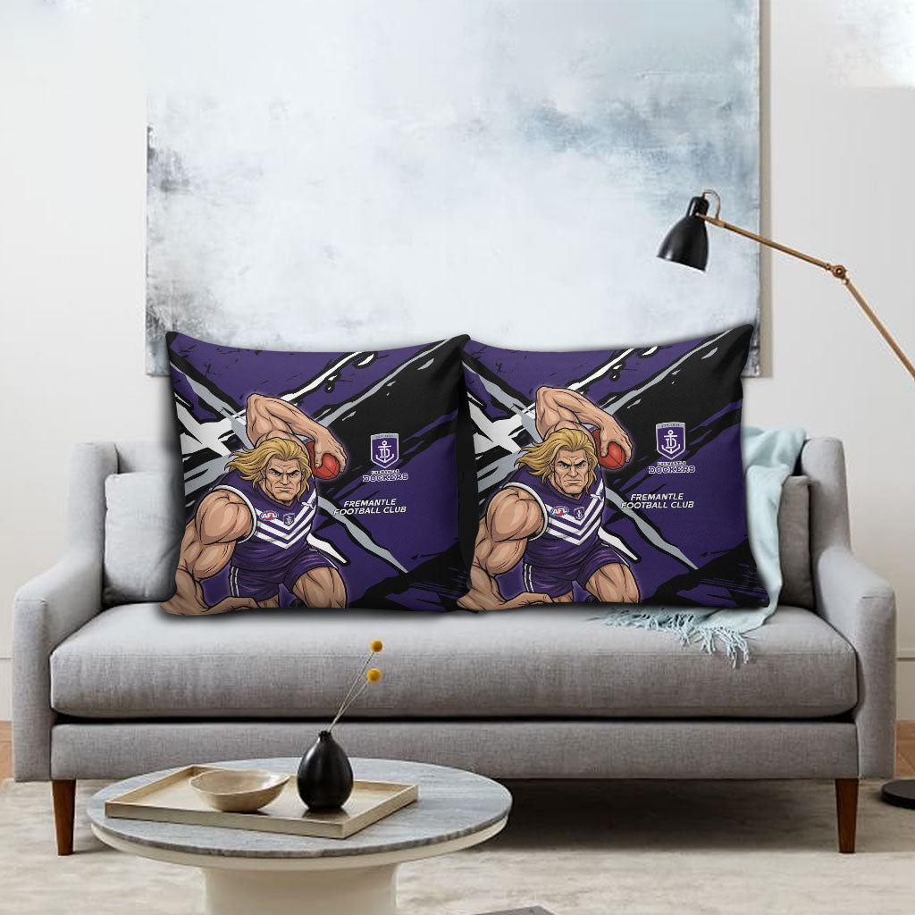 Fremantle Football Club Pillow Cover Dockers Muscular Mascot Graphic - Abstract Paint Splatter Art