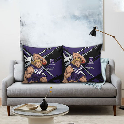 Fremantle Football Club Pillow Cover Dockers Muscular Mascot Graphic - Abstract Paint Splatter Art