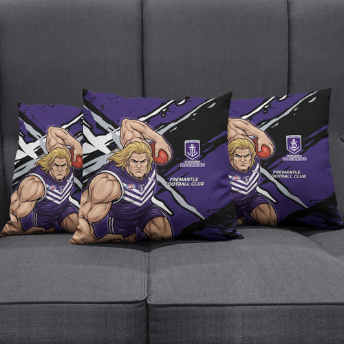 Fremantle Football Club Pillow Cover Dockers Muscular Mascot Graphic - Abstract Paint Splatter Art
