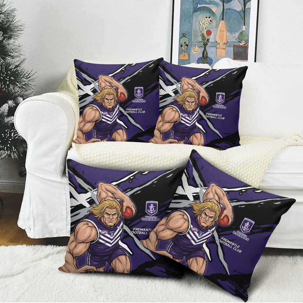 Fremantle Football Club Pillow Cover Dockers Muscular Mascot Graphic - Abstract Paint Splatter Art