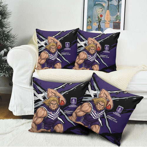 Fremantle Football Club Pillow Cover Dockers Muscular Mascot Graphic - Abstract Paint Splatter Art