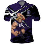 Fremantle Football Club Polo Shirt Dockers Muscular Mascot Graphic - Abstract Paint Splatter Art