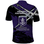 Fremantle Football Club Polo Shirt Dockers Muscular Mascot Graphic - Abstract Paint Splatter Art