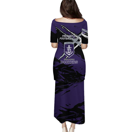 Fremantle Football Club Puletasi Dockers Muscular Mascot Graphic - Abstract Paint Splatter Art