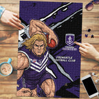 Fremantle Football Club Puzzle Dockers Muscular Mascot Graphic - Abstract Paint Splatter Art