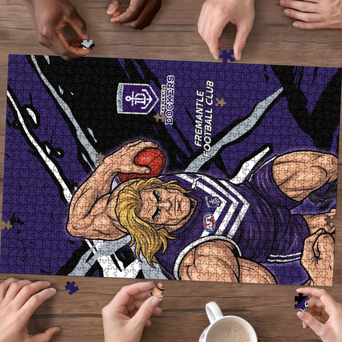 Fremantle Football Club Puzzle Dockers Muscular Mascot Graphic - Abstract Paint Splatter Art