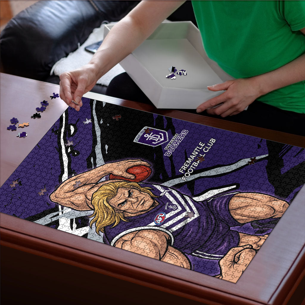 Fremantle Football Club Puzzle Dockers Muscular Mascot Graphic - Abstract Paint Splatter Art