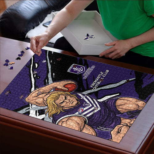 Fremantle Football Club Puzzle Dockers Muscular Mascot Graphic - Abstract Paint Splatter Art