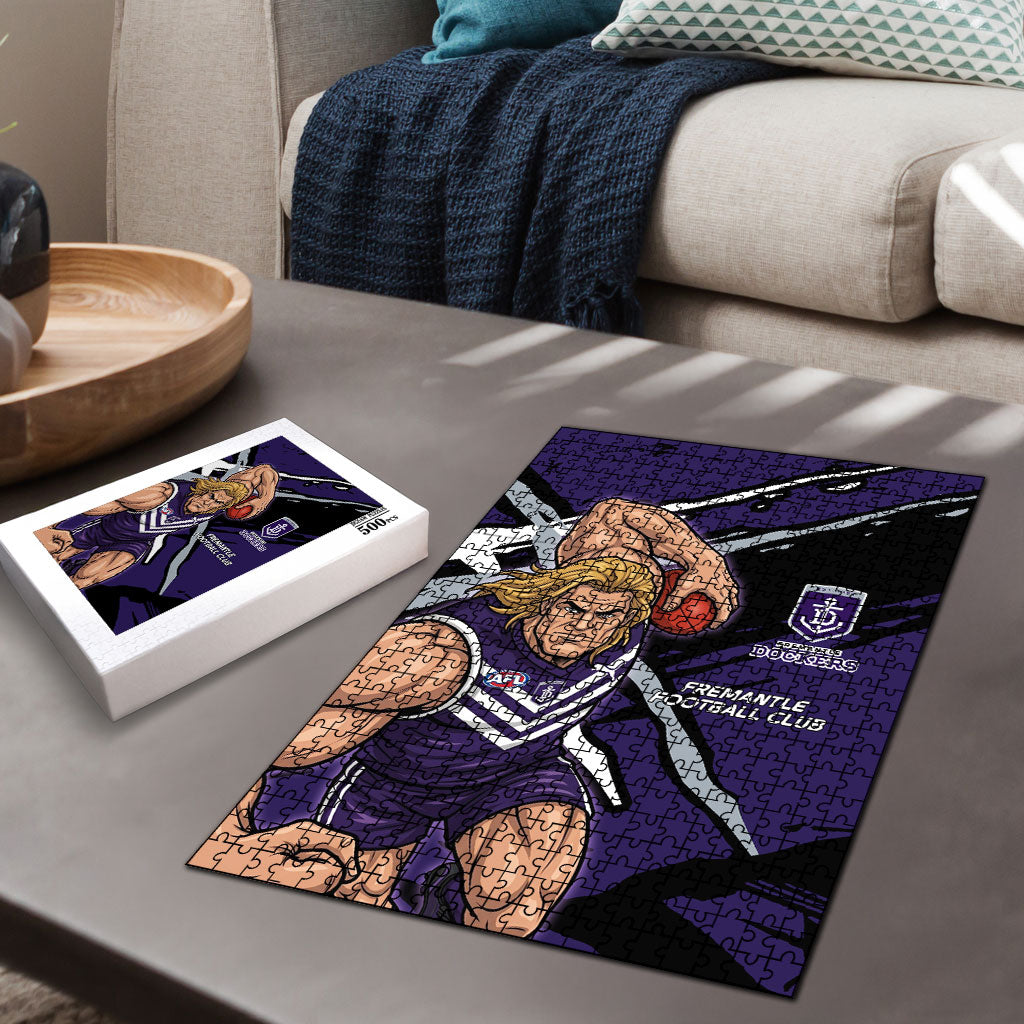 Fremantle Football Club Puzzle Dockers Muscular Mascot Graphic - Abstract Paint Splatter Art