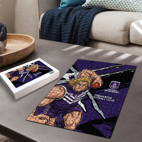 Fremantle Football Club Puzzle Dockers Muscular Mascot Graphic - Abstract Paint Splatter Art
