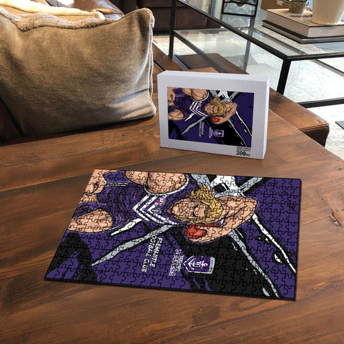Fremantle Football Club Puzzle Dockers Muscular Mascot Graphic - Abstract Paint Splatter Art