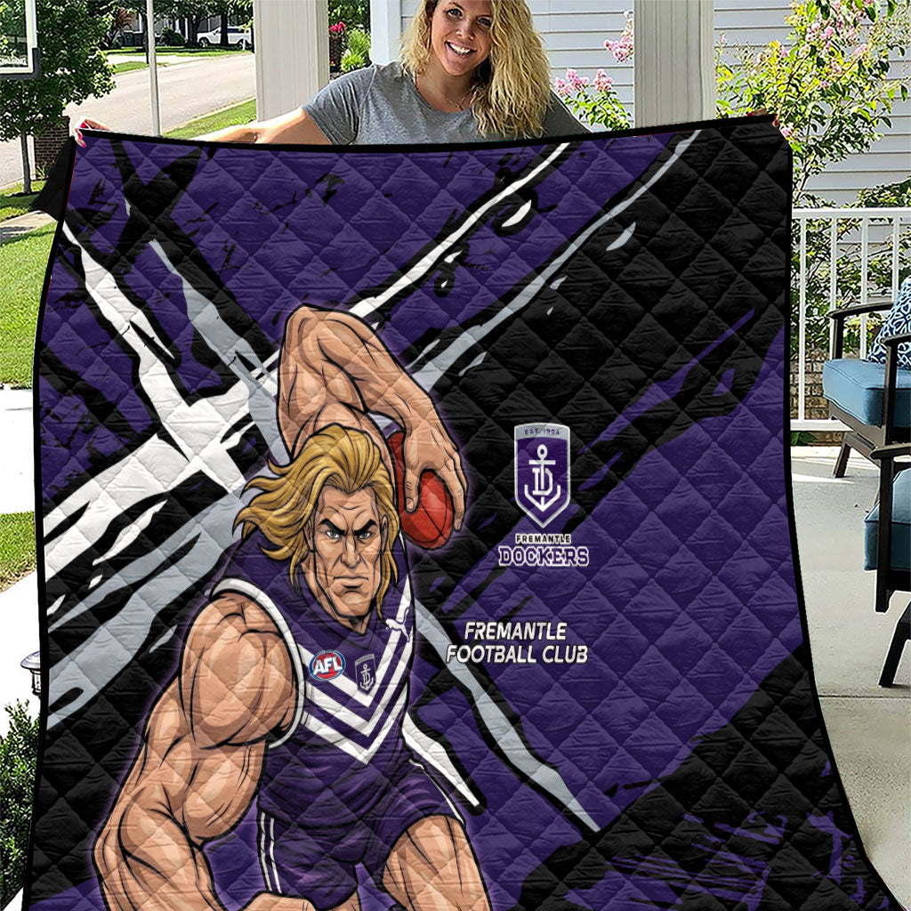 Fremantle Football Club Quilt Dockers Muscular Mascot Graphic - Abstract Paint Splatter Art