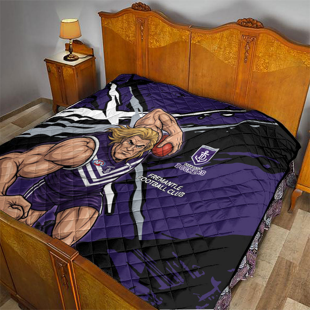 Fremantle Football Club Quilt Dockers Muscular Mascot Graphic - Abstract Paint Splatter Art