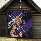 Fremantle Football Club Quilt Dockers Muscular Mascot Graphic - Abstract Paint Splatter Art