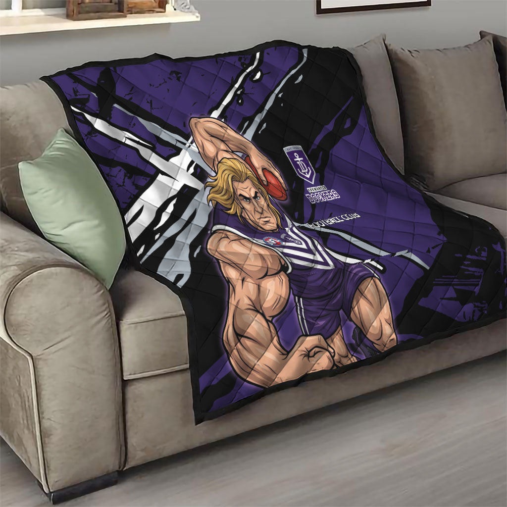 Fremantle Football Club Quilt Dockers Muscular Mascot Graphic - Abstract Paint Splatter Art