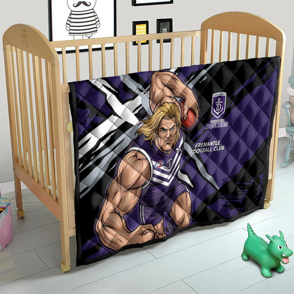 Fremantle Football Club Quilt Dockers Muscular Mascot Graphic - Abstract Paint Splatter Art
