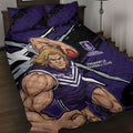 Fremantle Football Club Quilt Bed Set Dockers Muscular Mascot Graphic - Abstract Paint Splatter Art