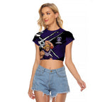 Fremantle Football Club Raglan Cropped T Shirt Dockers Muscular Mascot Graphic - Abstract Paint Splatter Art